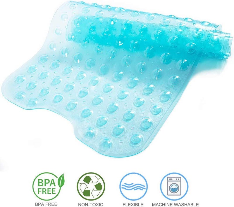 TreeBud Tree Bud Bathtub Mats for Shower Tub Non-Slip Bath Mat 39 x 16 Inch Extra Long Shower Mat, Bath Tub Mat for Bathroom with Machine Washable, BPA Free for Kids (Clear Aqua) - Image 4